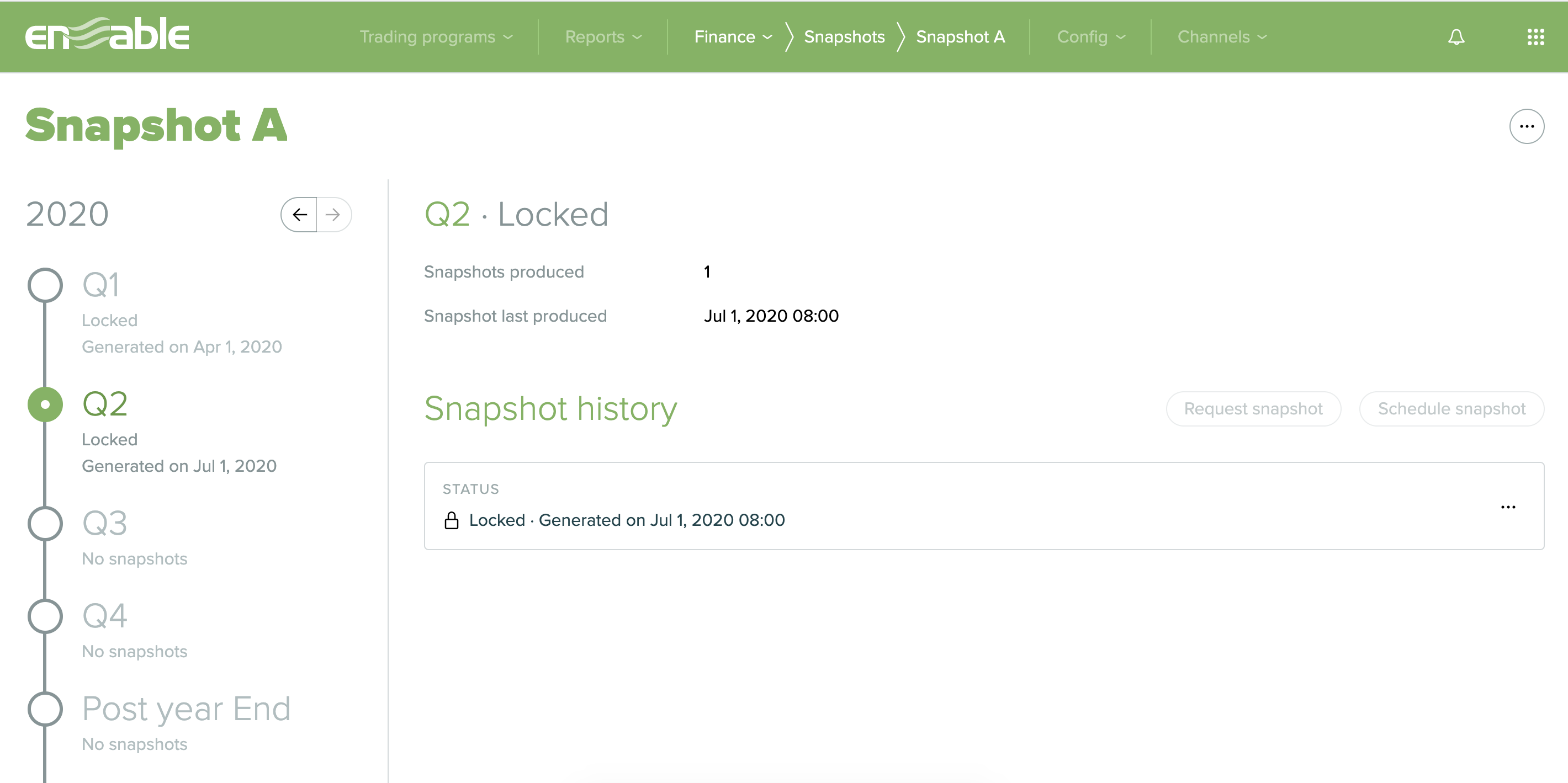 Finance snapshots Enable help center