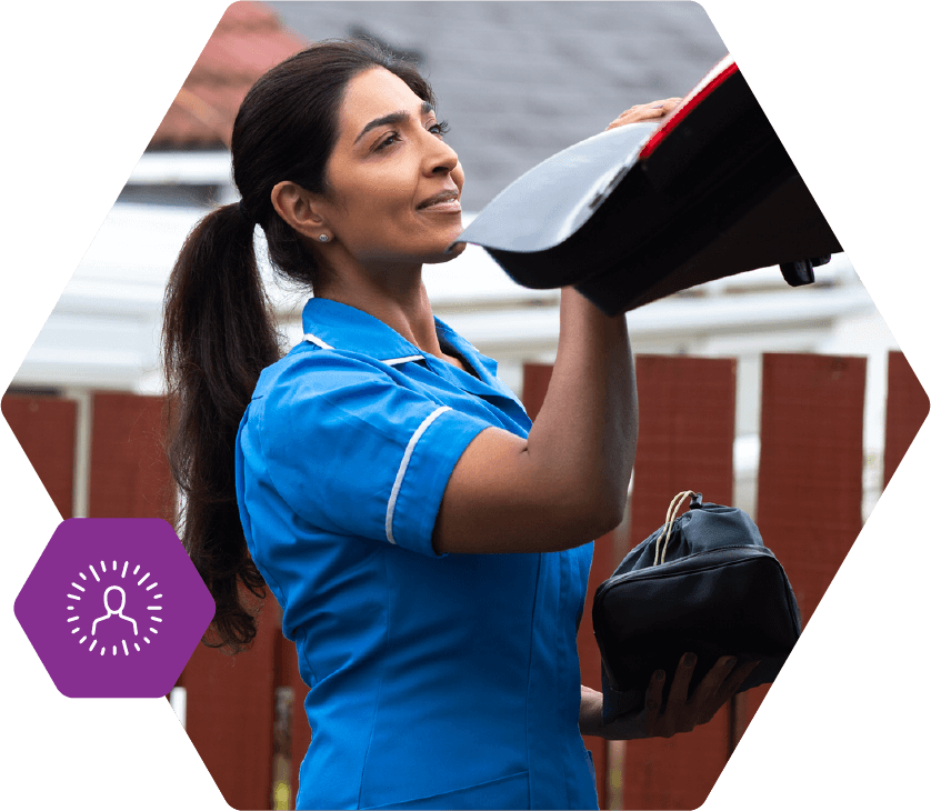 Nurse closing her trunk