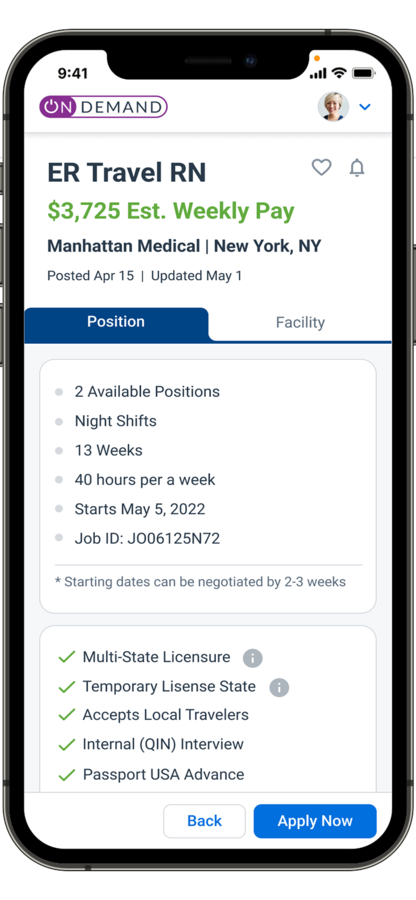 On Demand mobile app showcasing the Job details