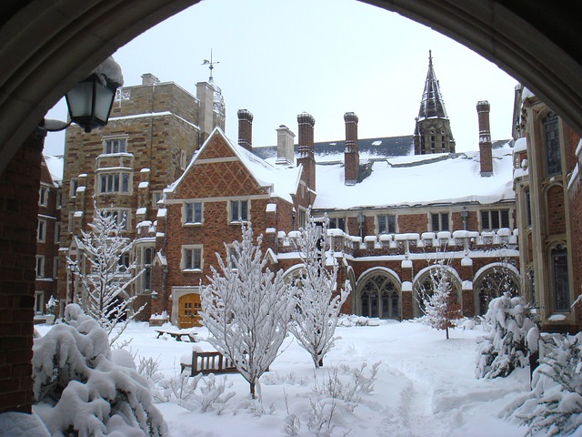 Yale University campus in winter