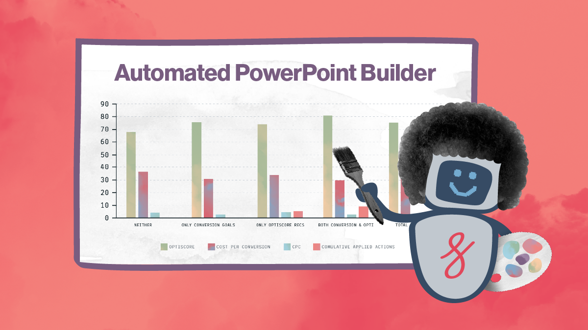 An illustration of a robot and a powerpoint slide it just generated