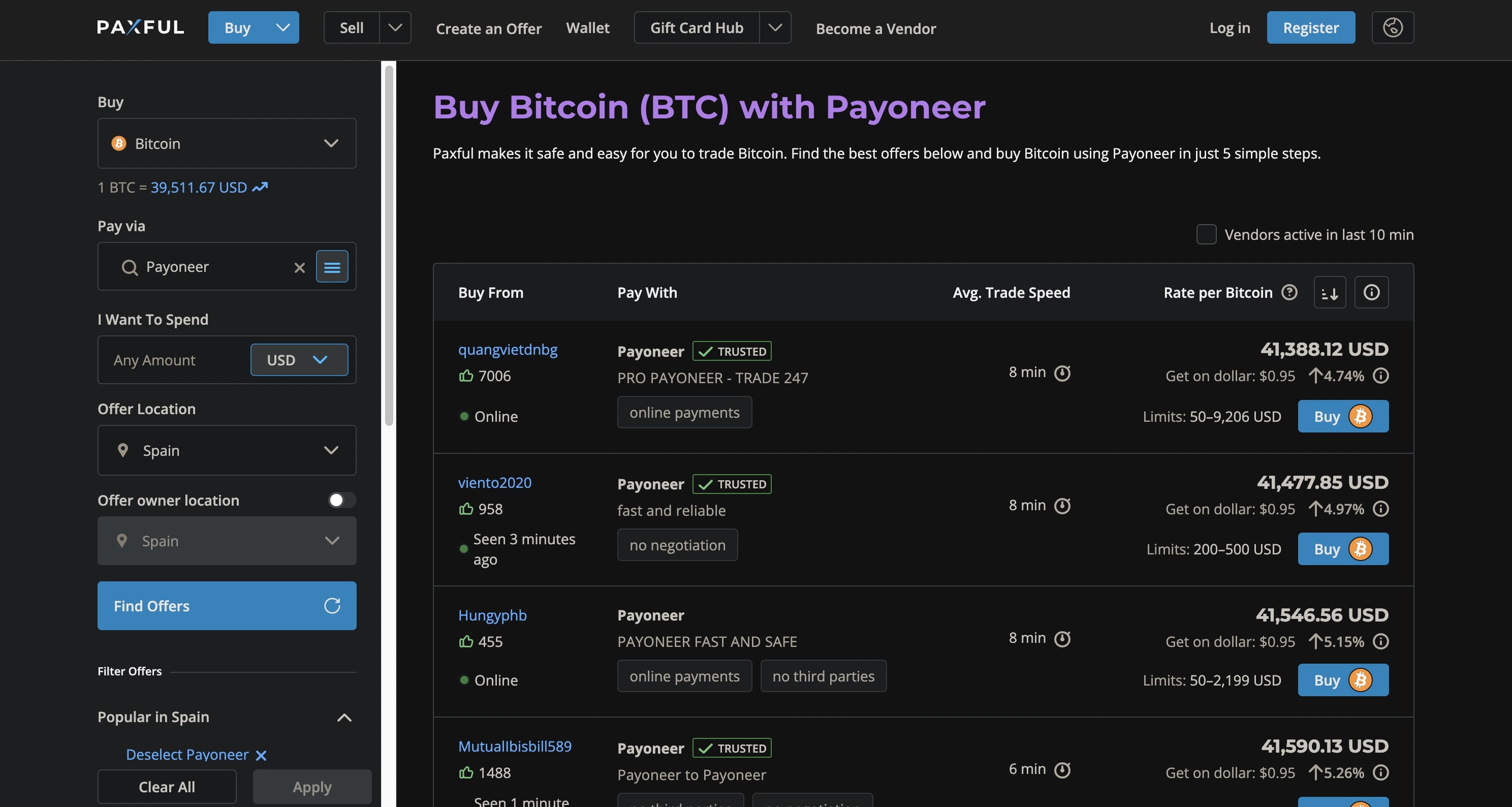 Buy Bitcoin with Payoneer