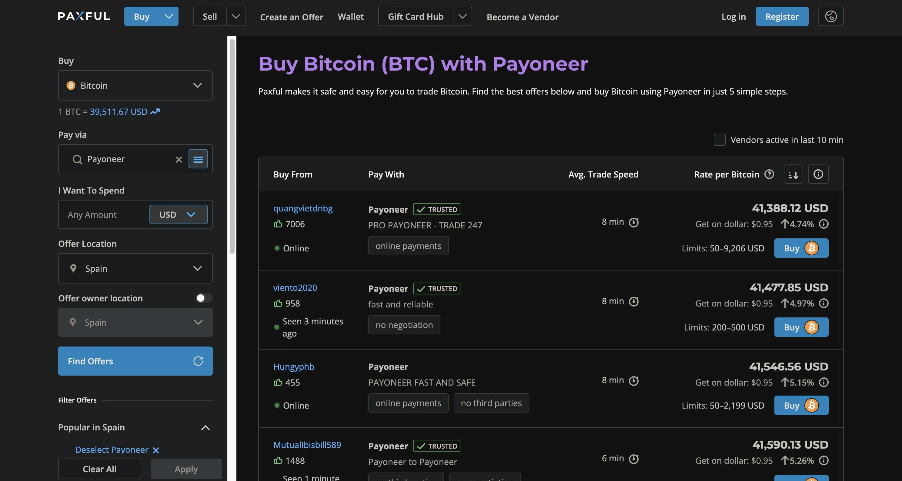 Buy Bitcoin with Payoneer
