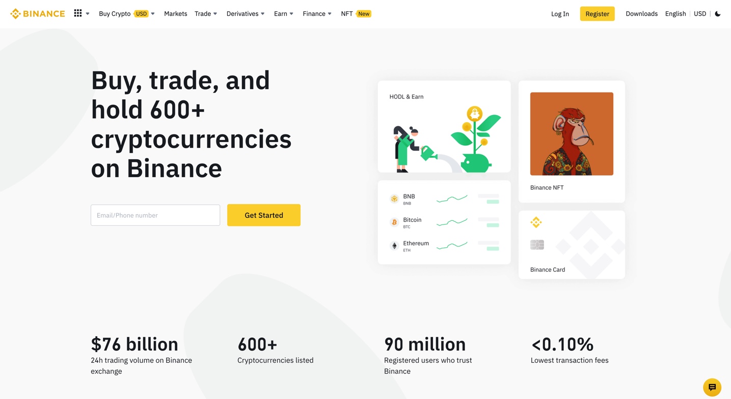 Binance home page