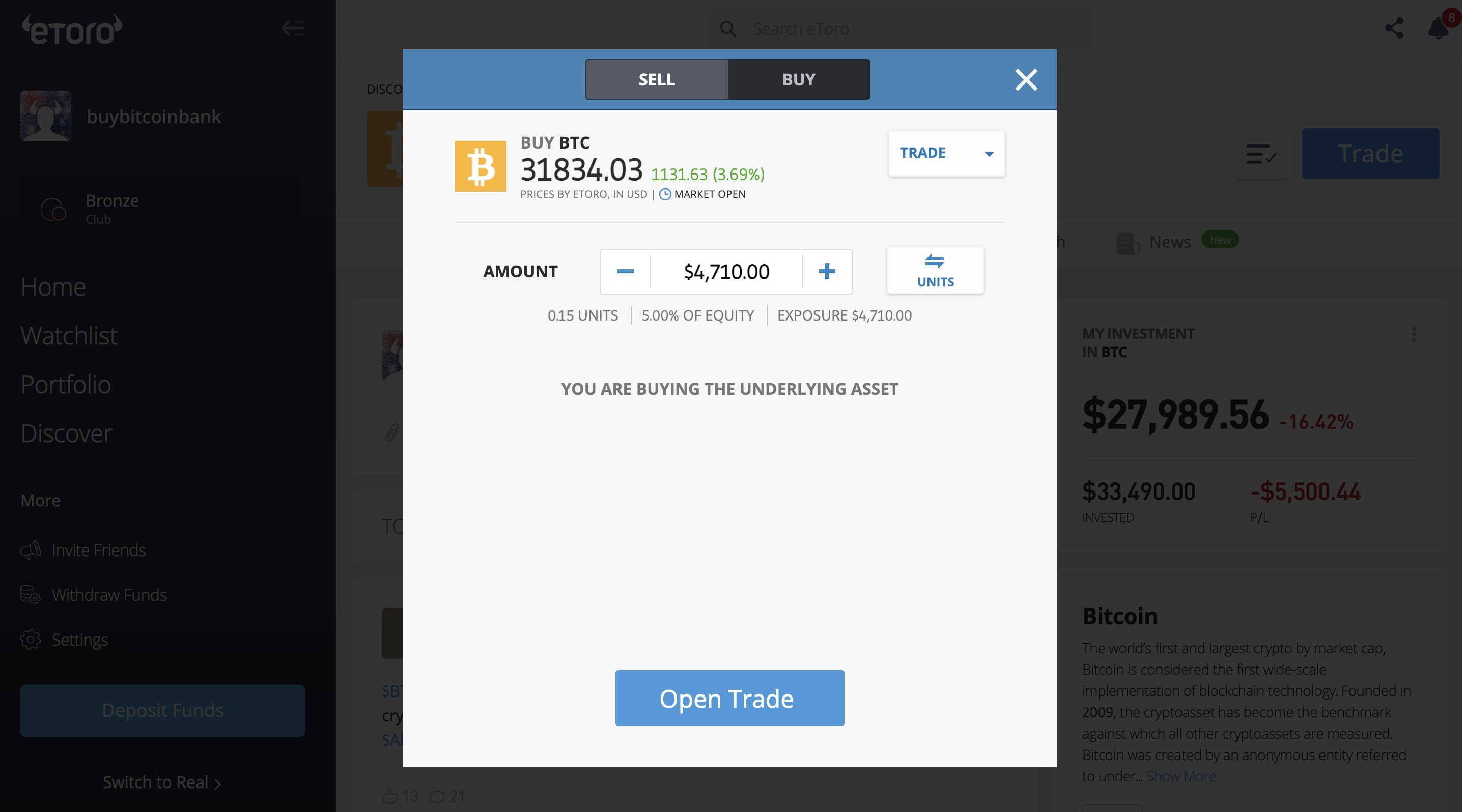 Buying Bitcoin with Bank Transfer on eToro