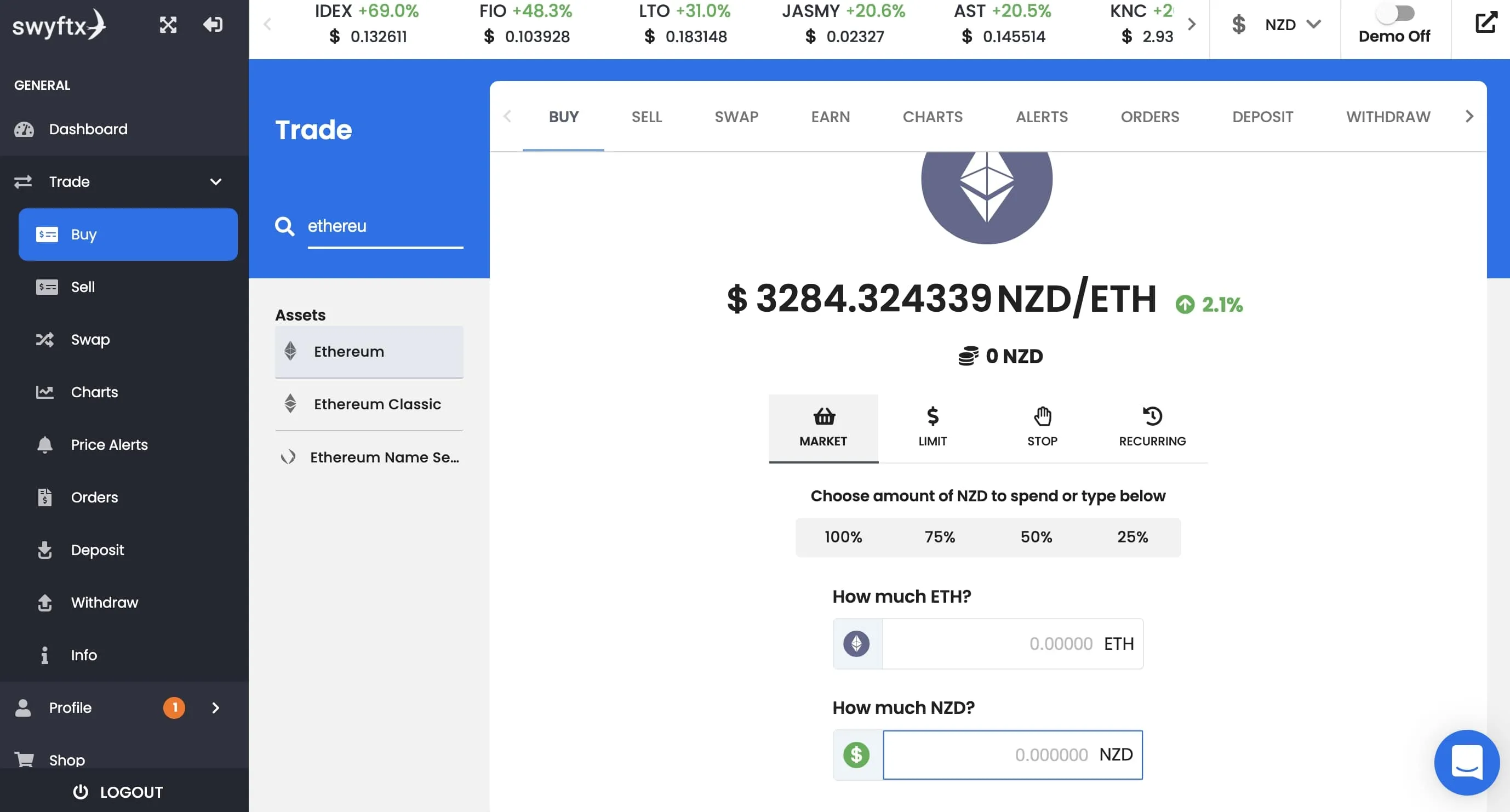 Buy Ethereum NZD