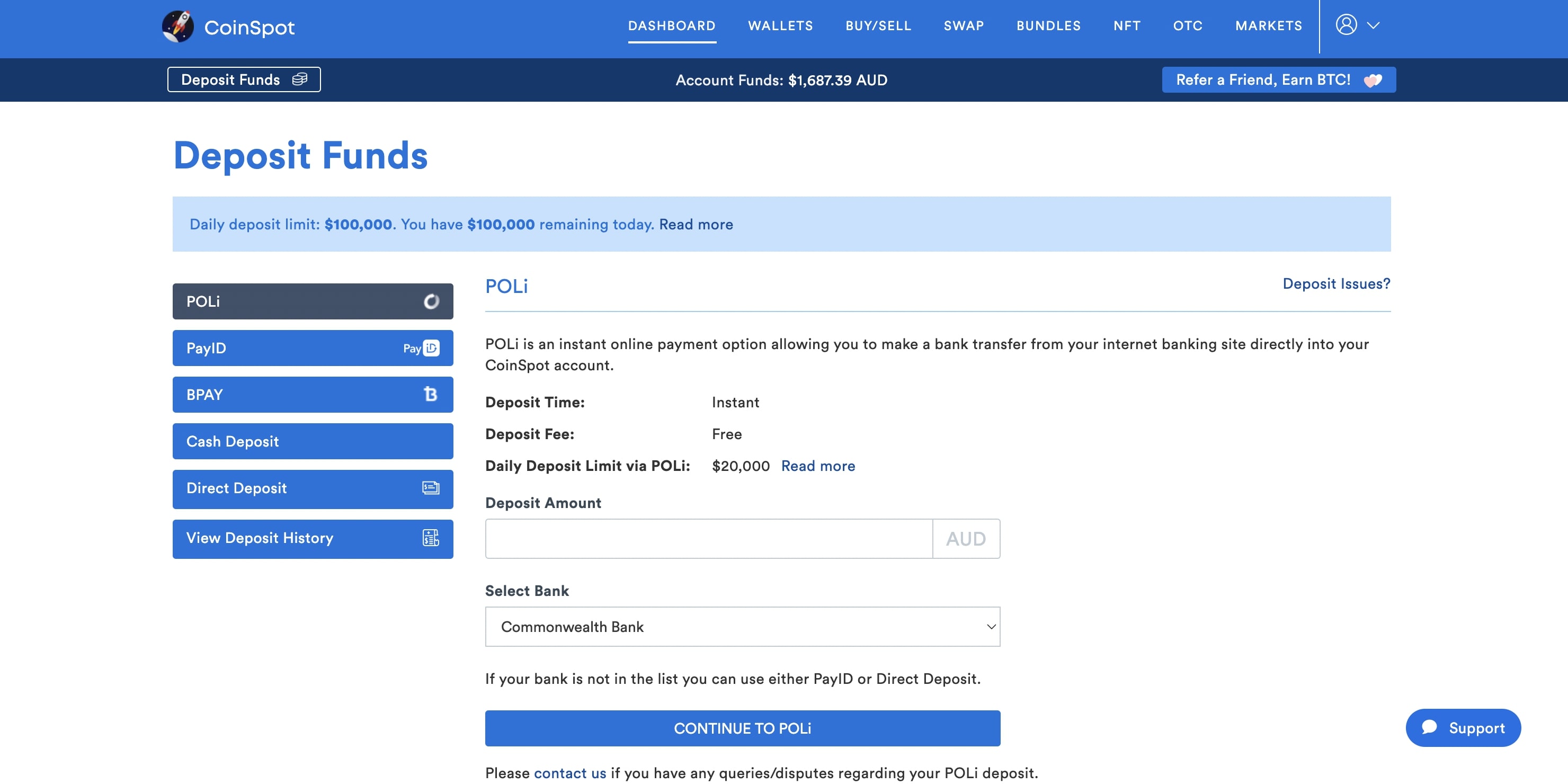 Deposit AUD to buy Bitcoin