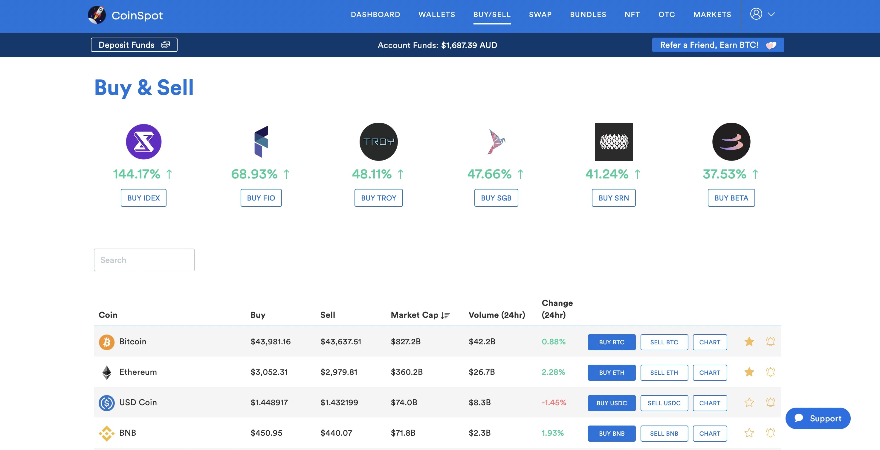 Select the Crypto you want to Buy