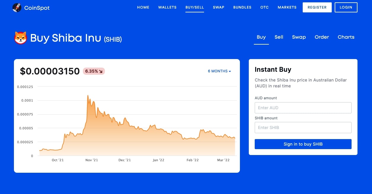 Buy Shiba Inu Australia with CoinSpot