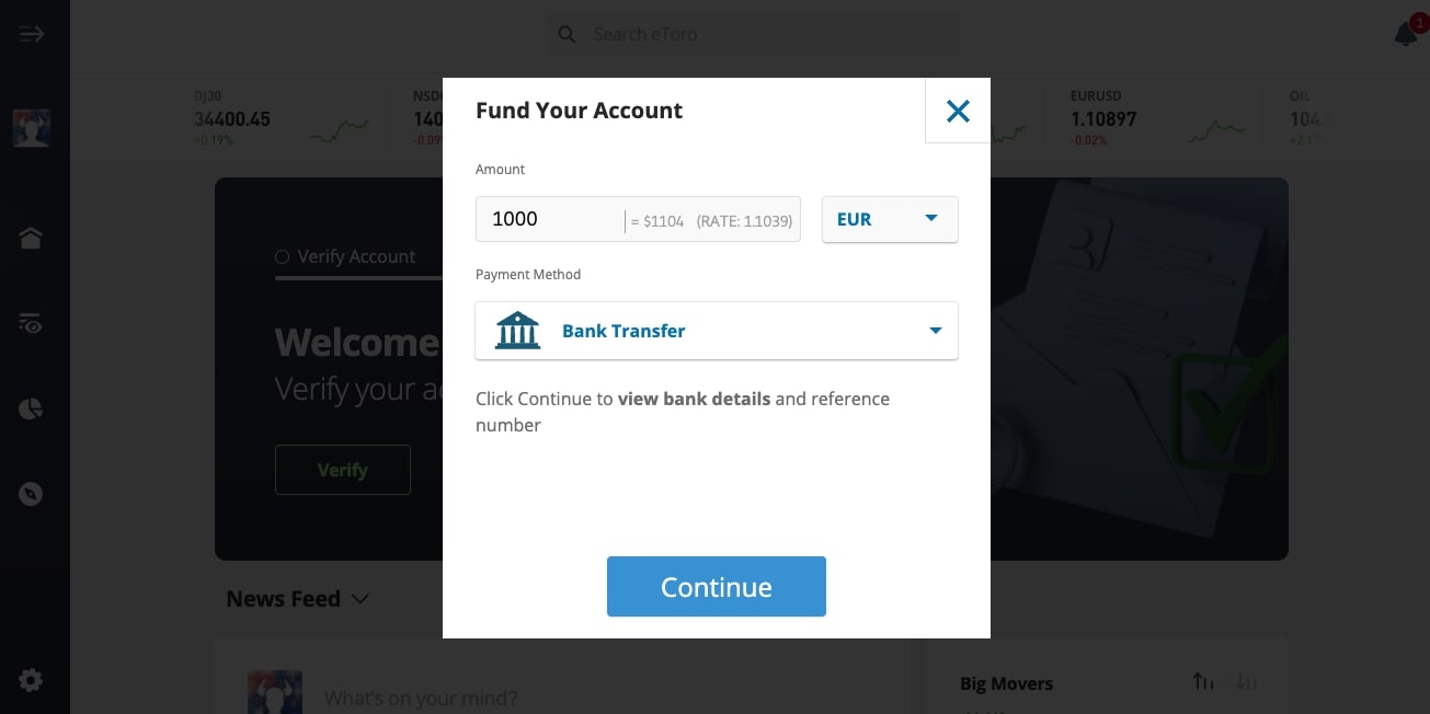 Deposit Euros from Allied Irish Bank