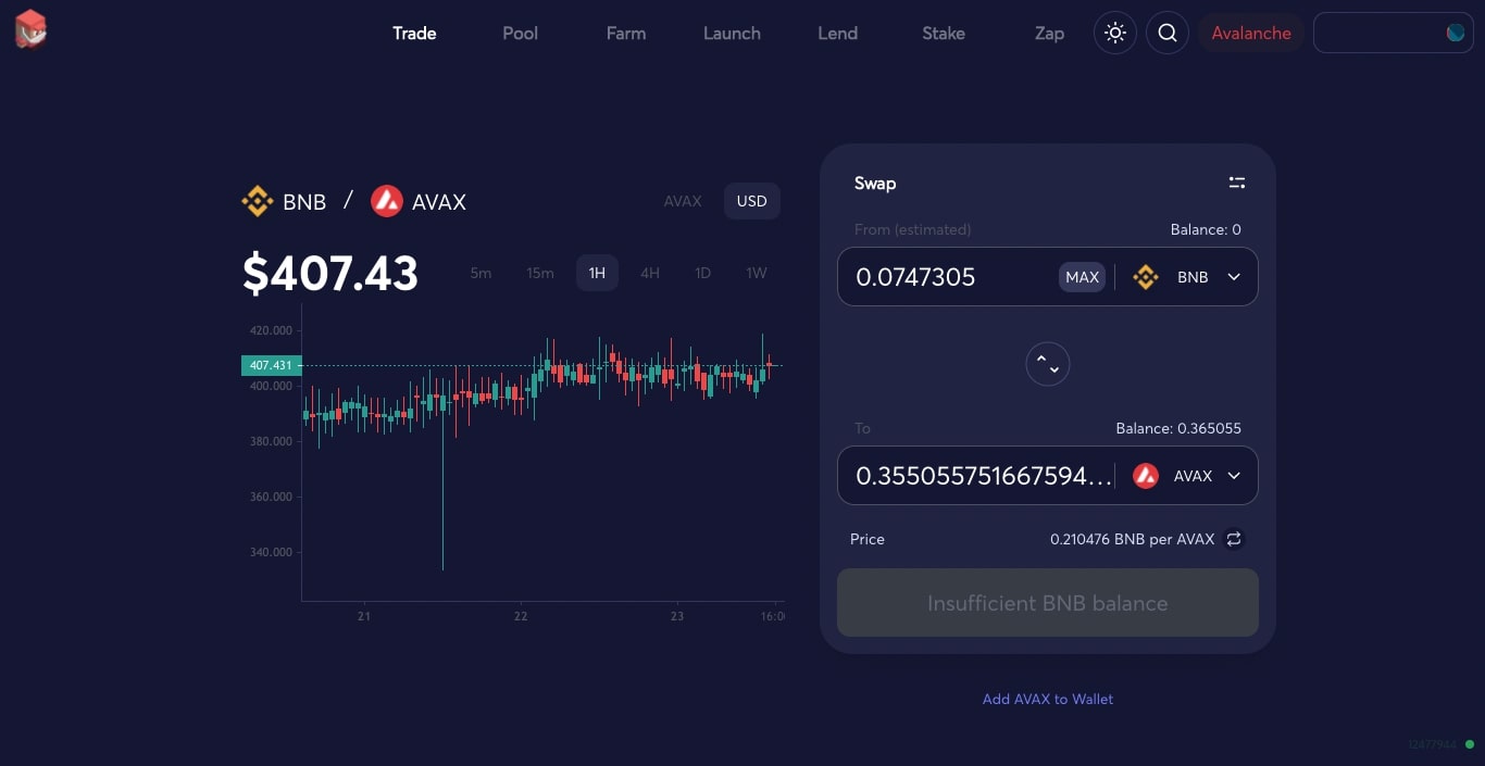 How to Swap BNB for AVAX