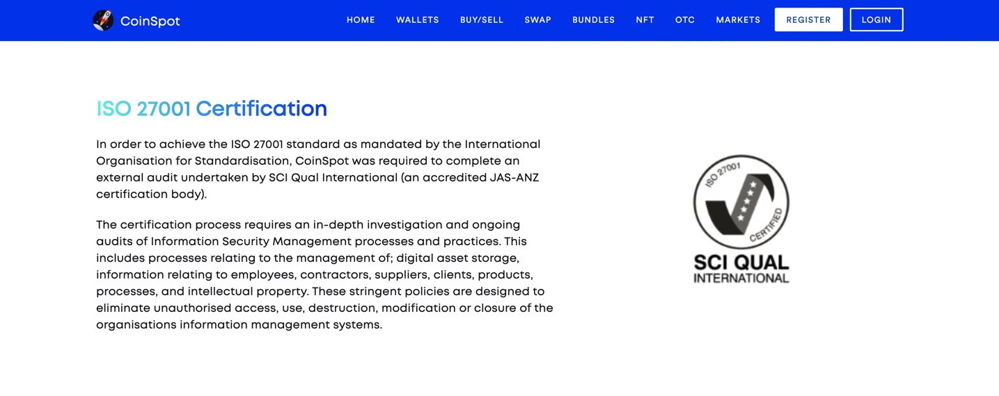 CoinSpot Security Page