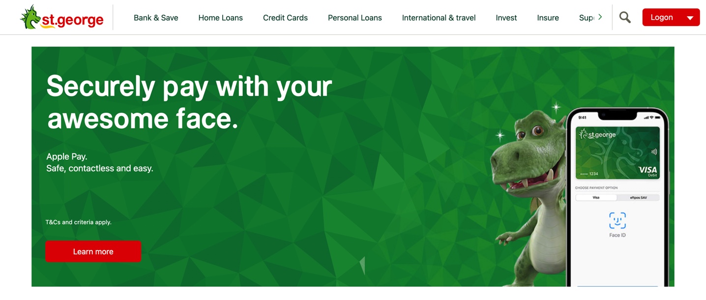 St George Bank Home Page