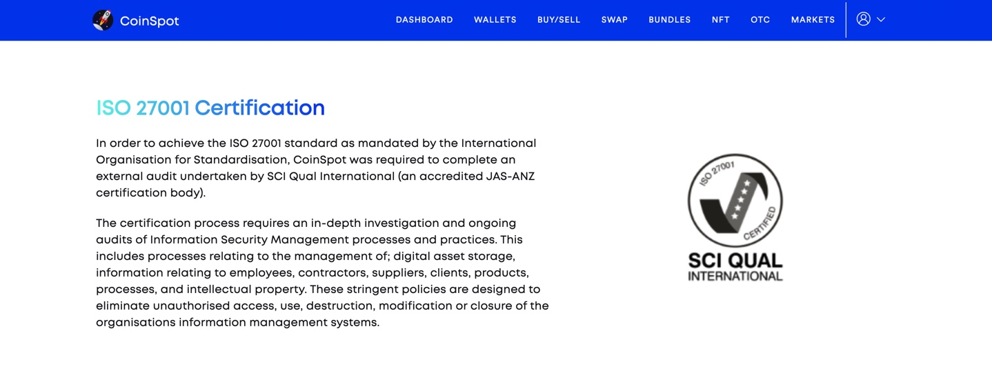 CoinSpot Security Page