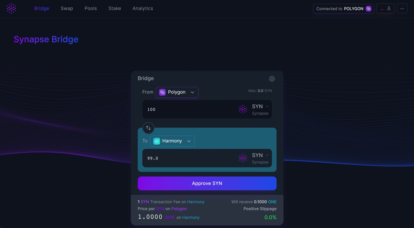 Polygon to Harmony One Bridge - Synapse