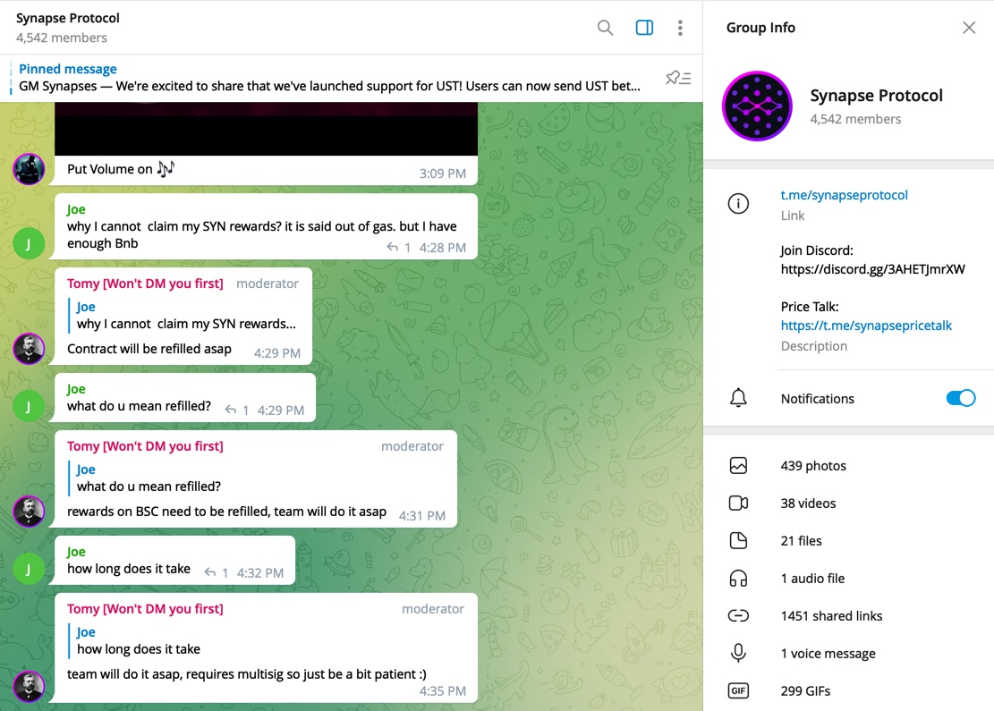 Synapse's Telegram Group