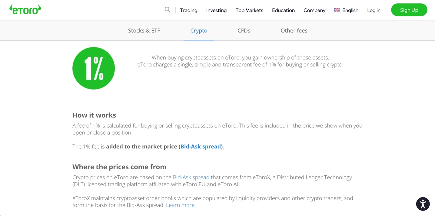 Fees Page - eToro