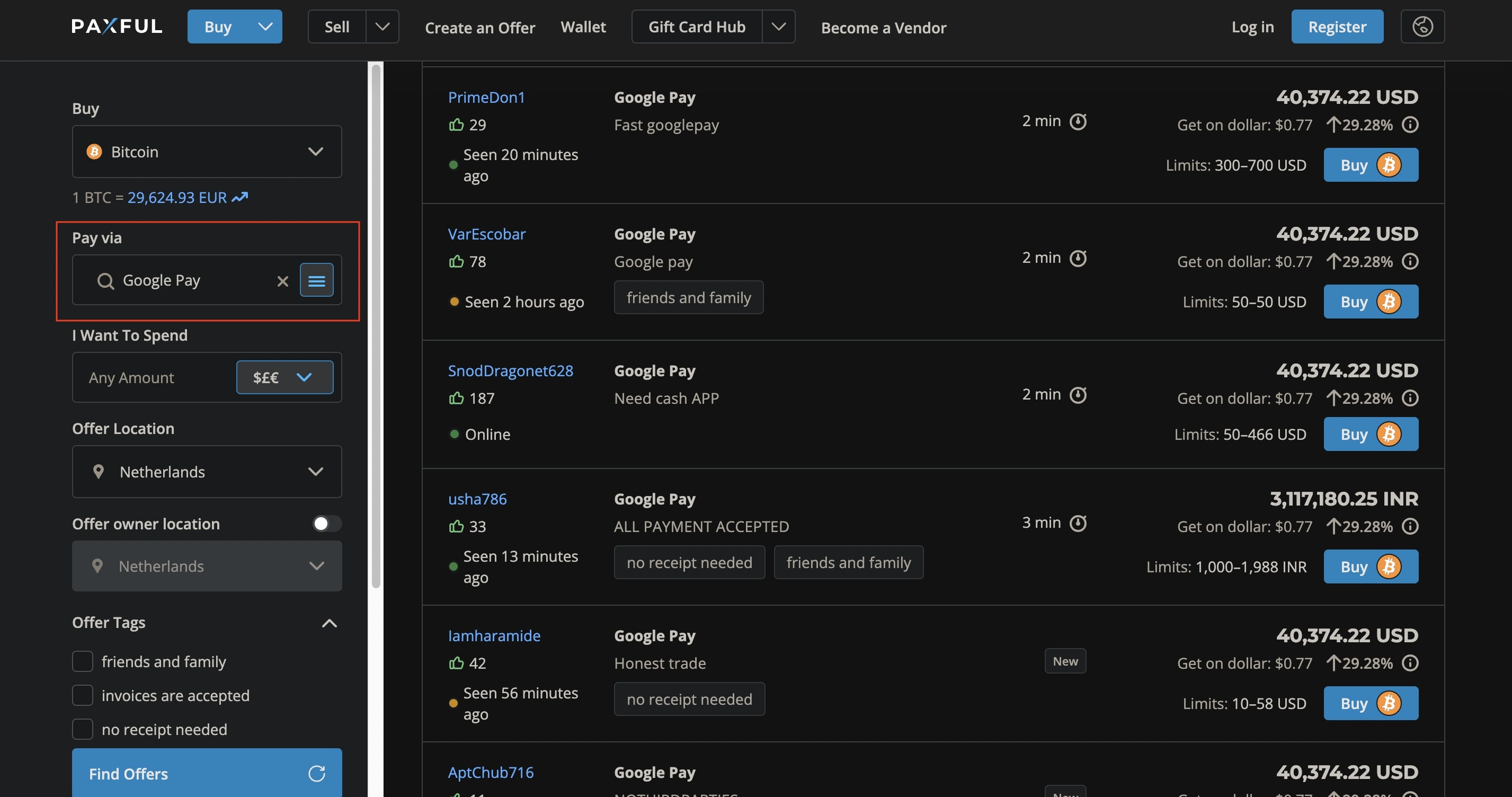 Google Pay Bitcoin Options Paxful
