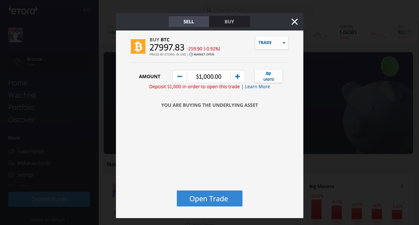 Buy BTC eToro