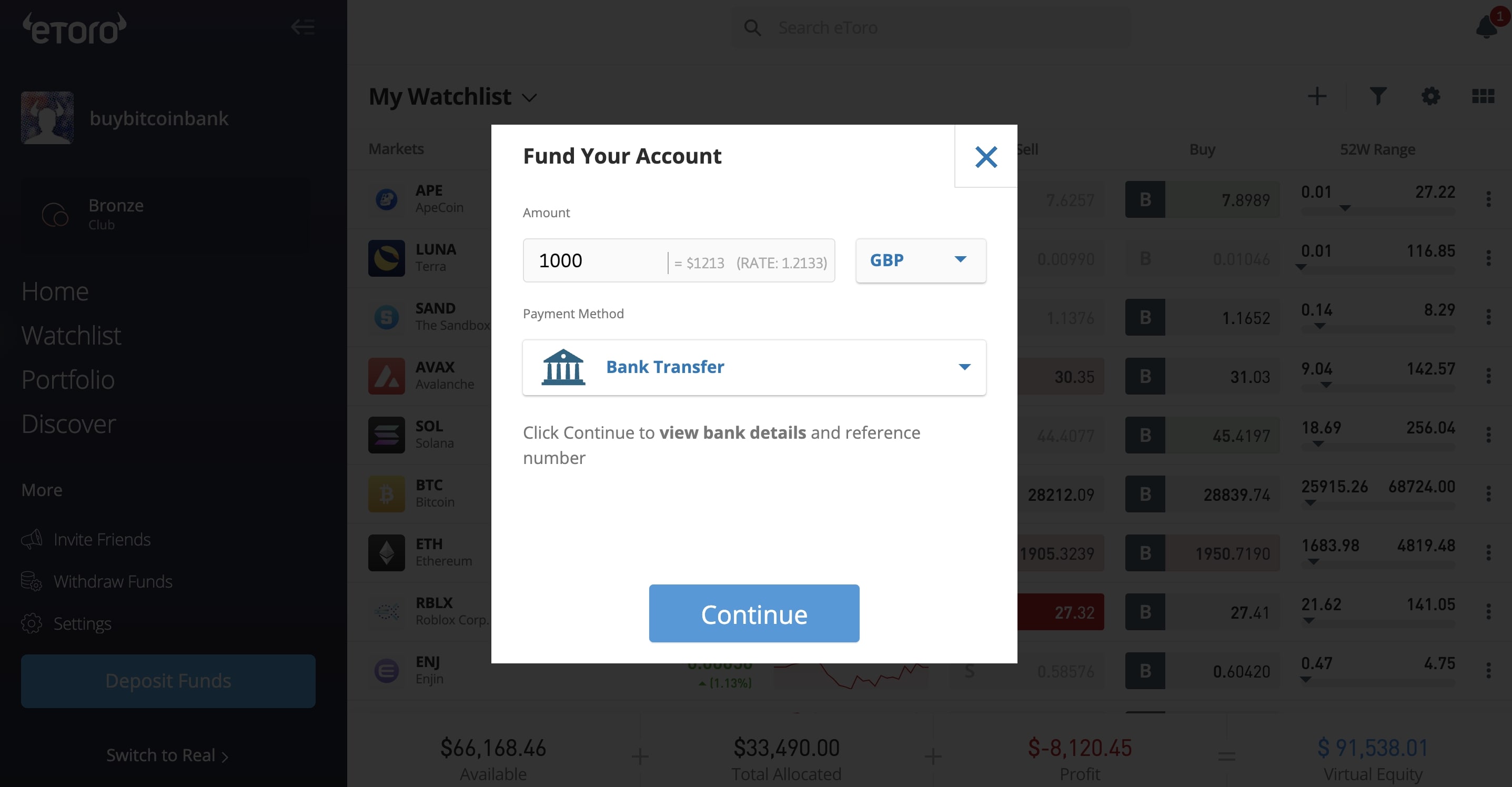 GBP Transfer from UK Bank