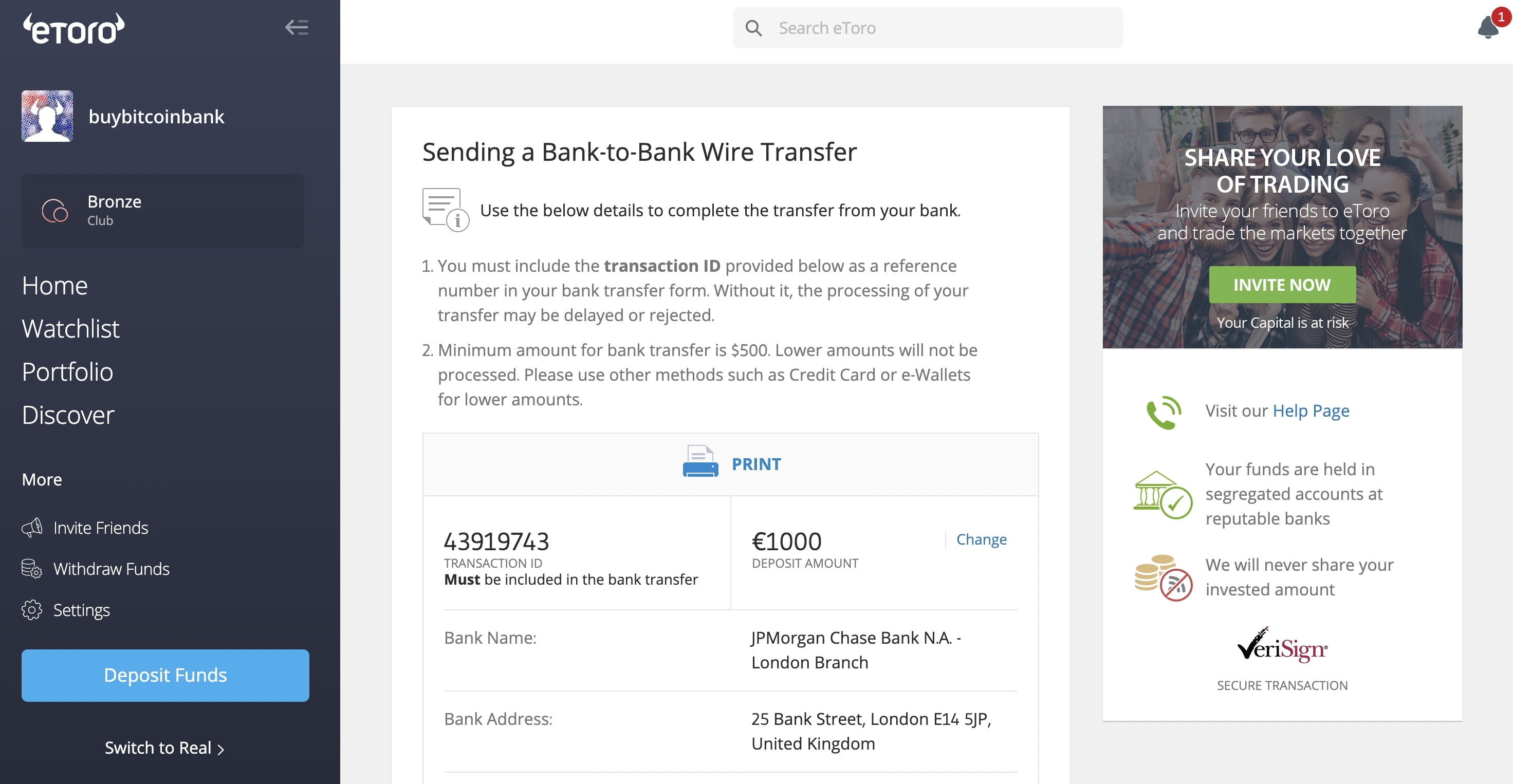 BNP deposit etoro