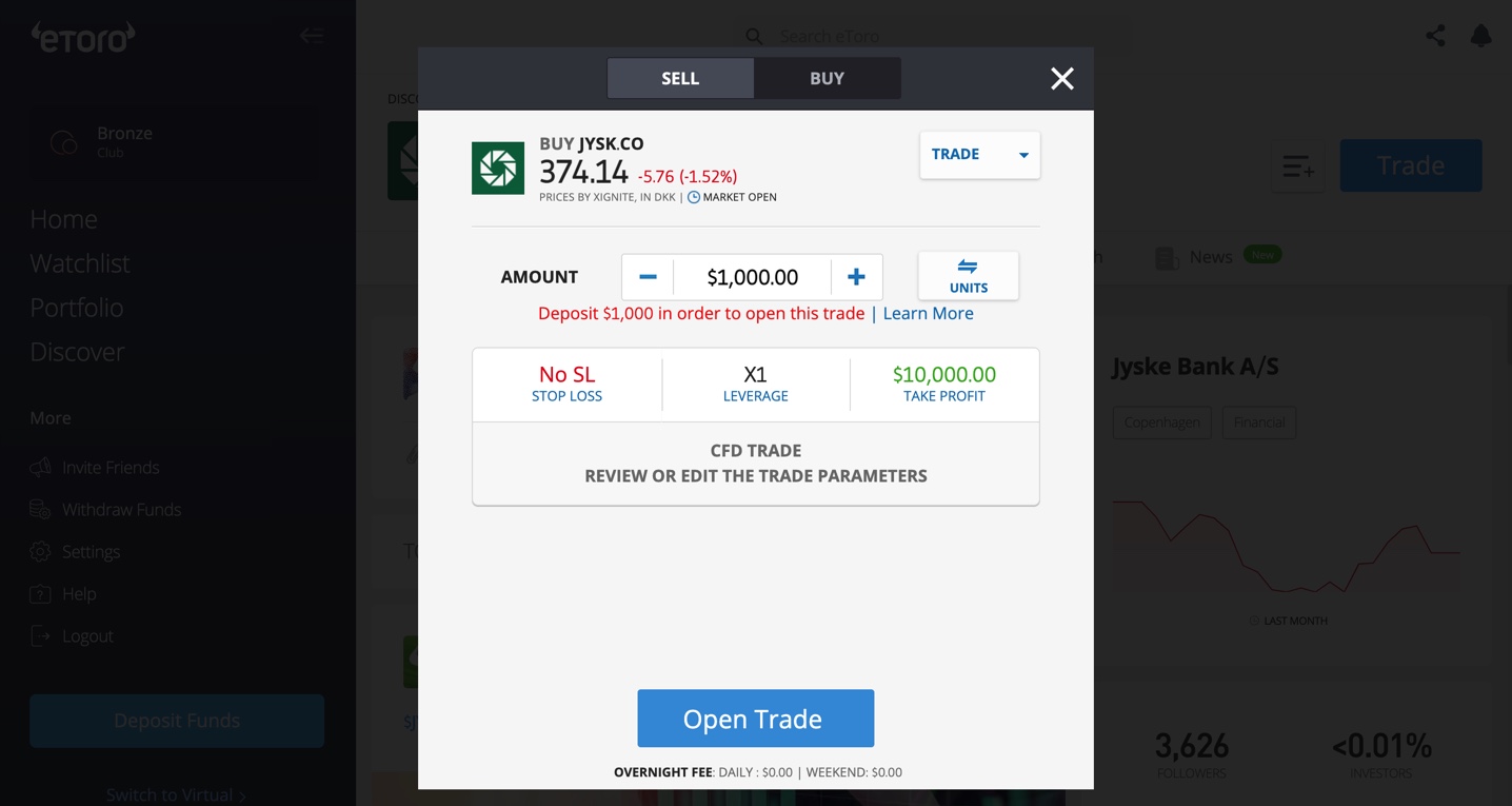 Buy Jyske Bank Stocks on eToro