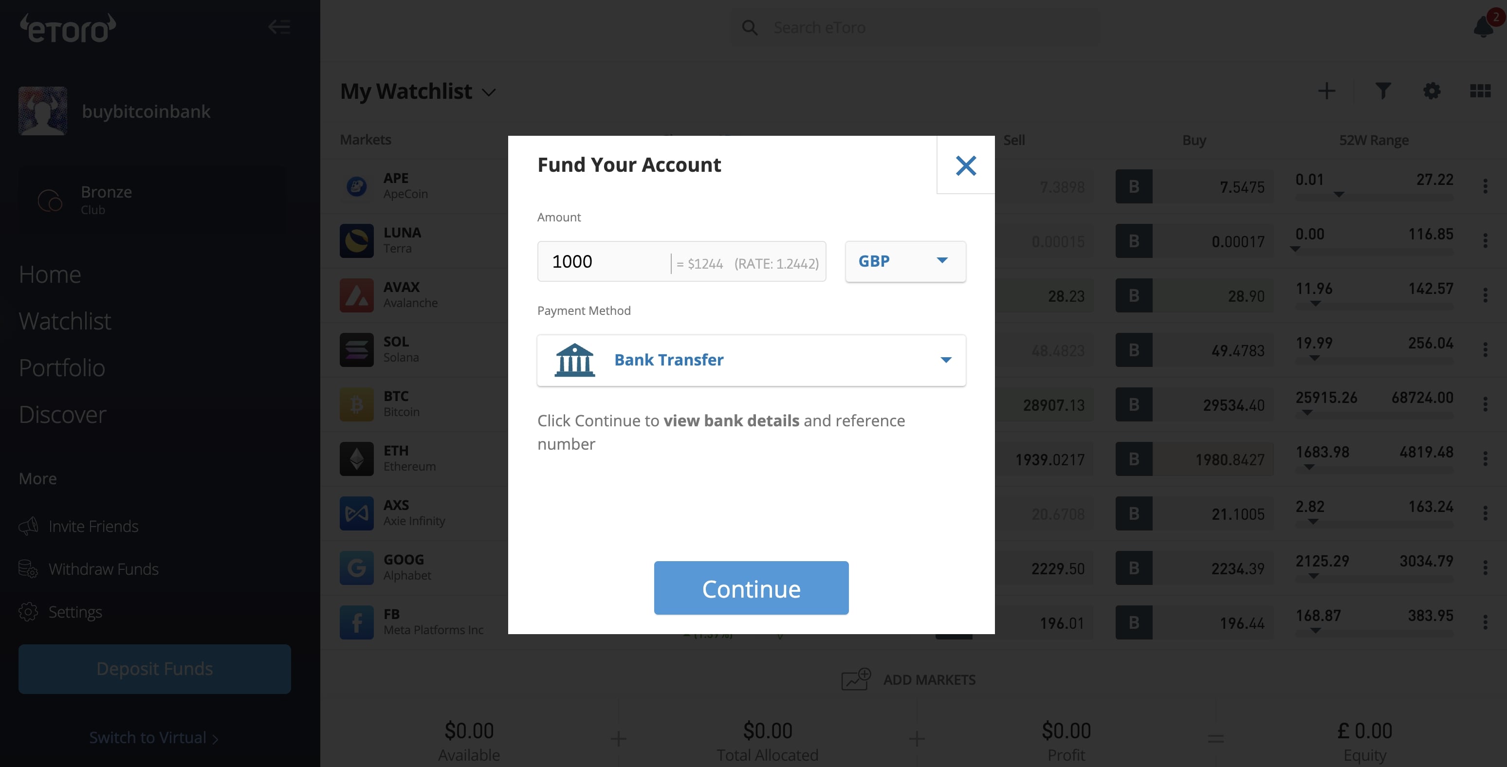 eToro and Sainsburys Bank