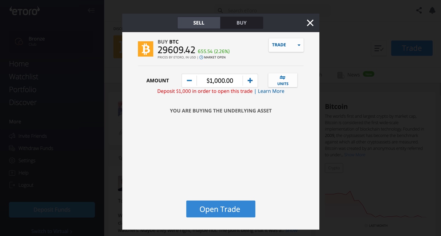 Buy Bitcoin eToro