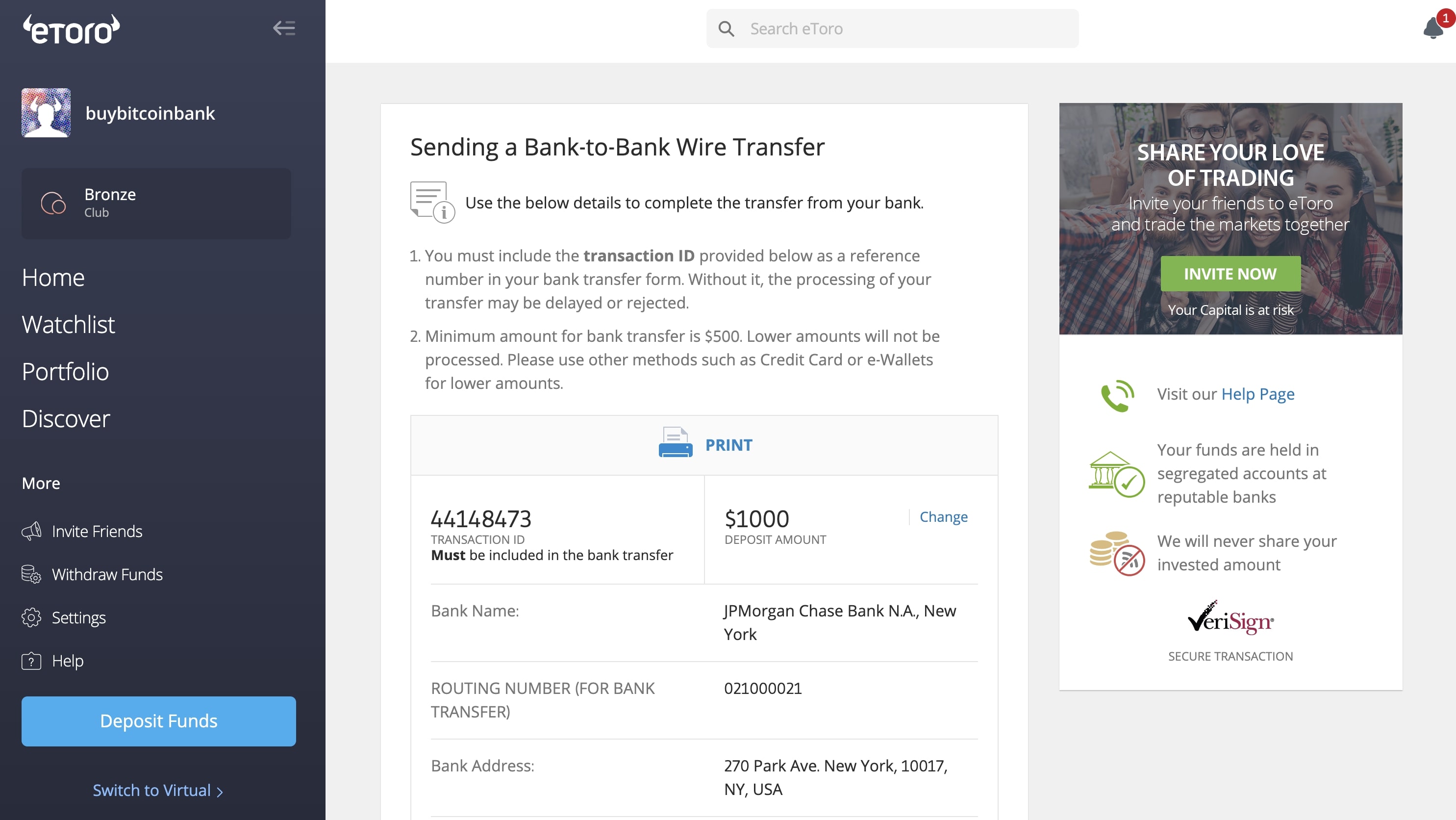 Synchrony Bank to eToro