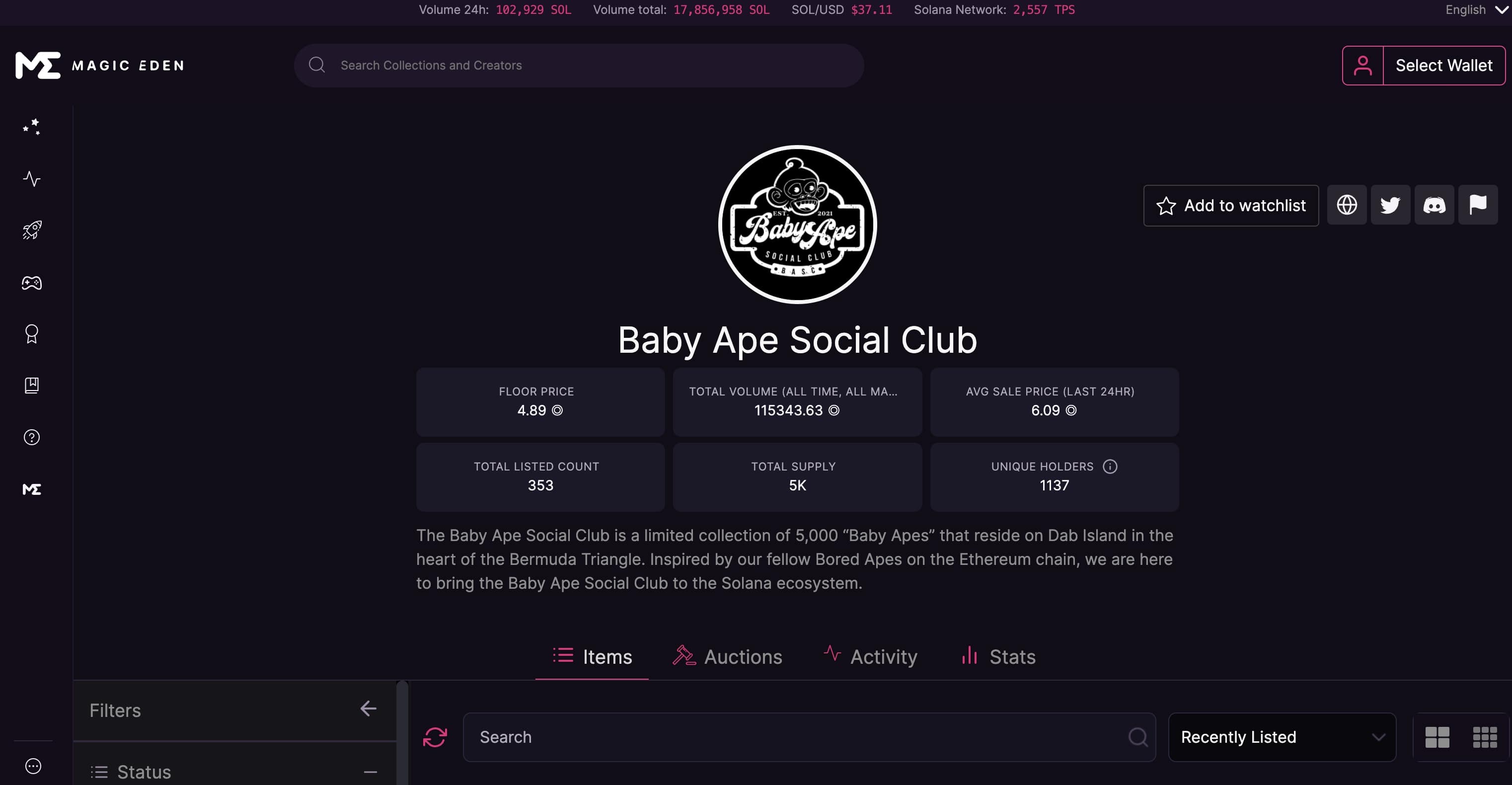 Buy Baby Ape Social Club Magic Eden