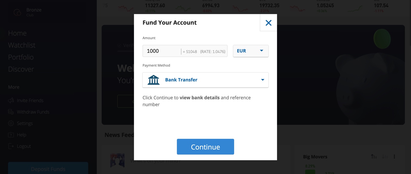 Fund your Account on eToro - Netherlands