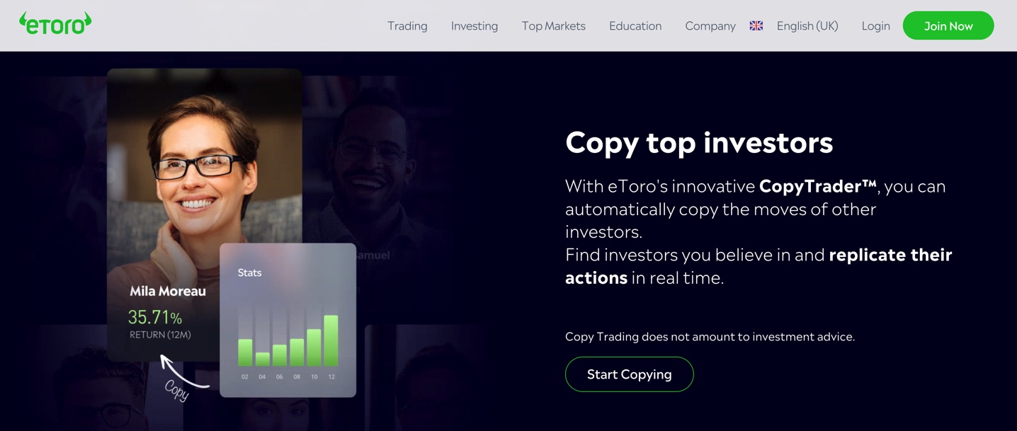eToro Home Page