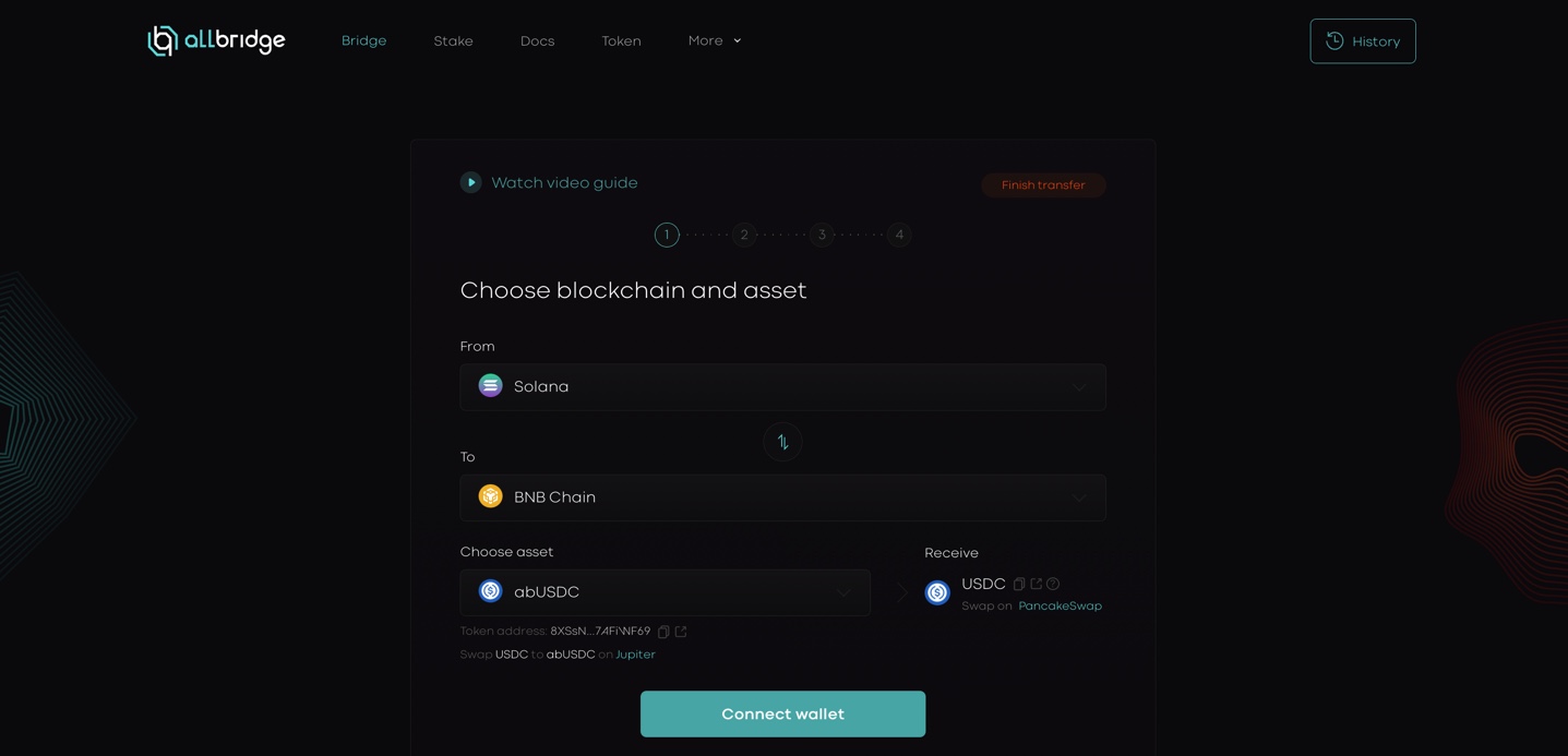 Send USDC from Solana to BNB Chain