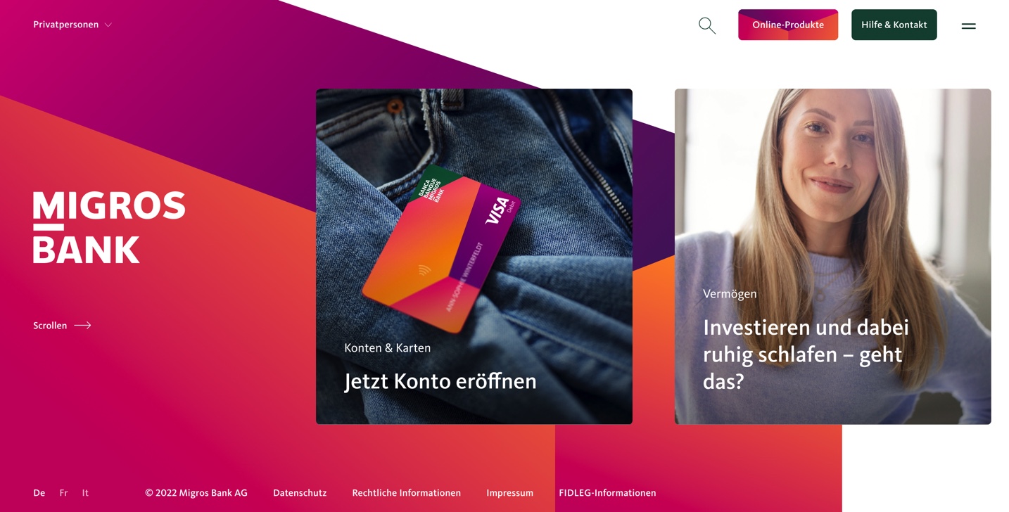 Migros Bank Home Page