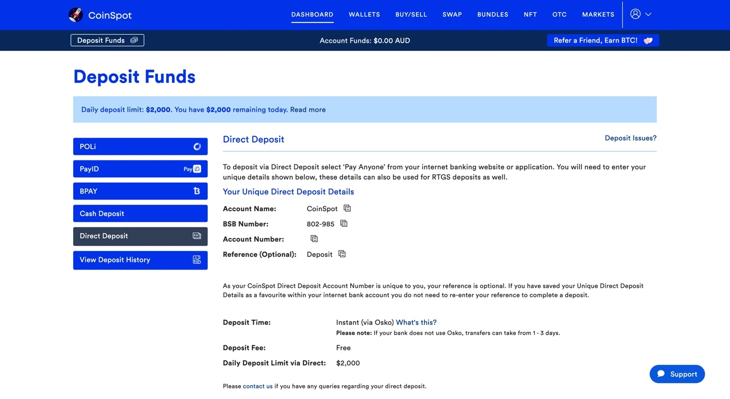 Deposit Funds on CoinSpot via Osko and Bankwest