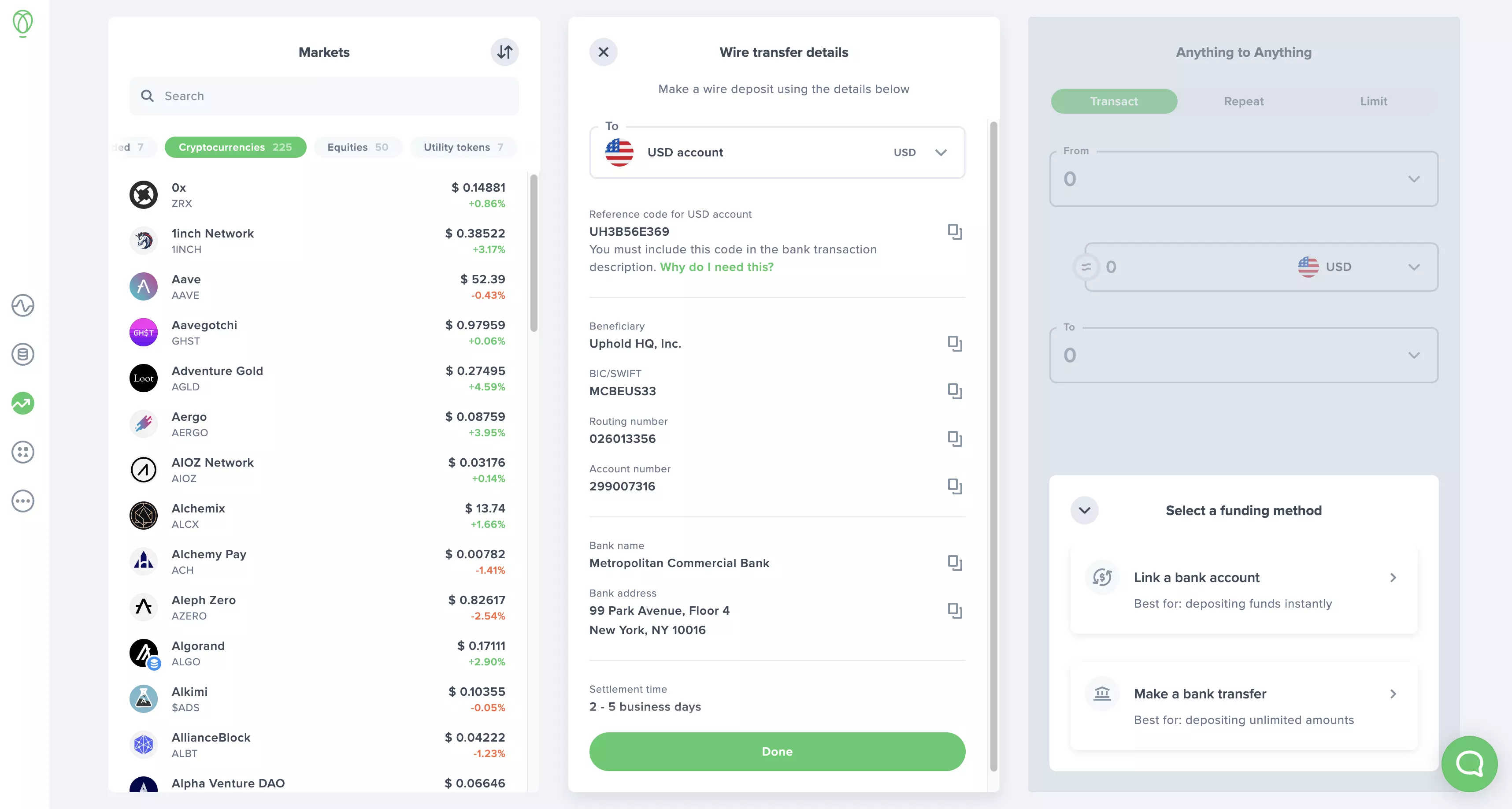 Deposit USD from Wells Fargo Bank to buy Crypto
