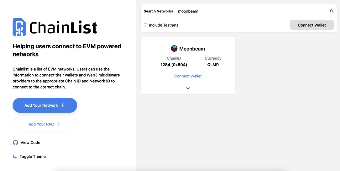 Добавить Moonbeam в MetaMask