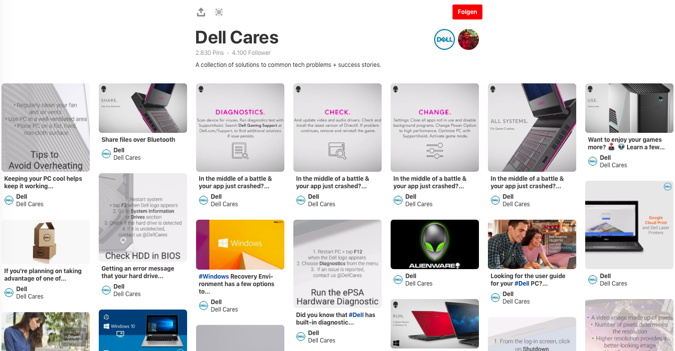 Dell pinboard screenshot