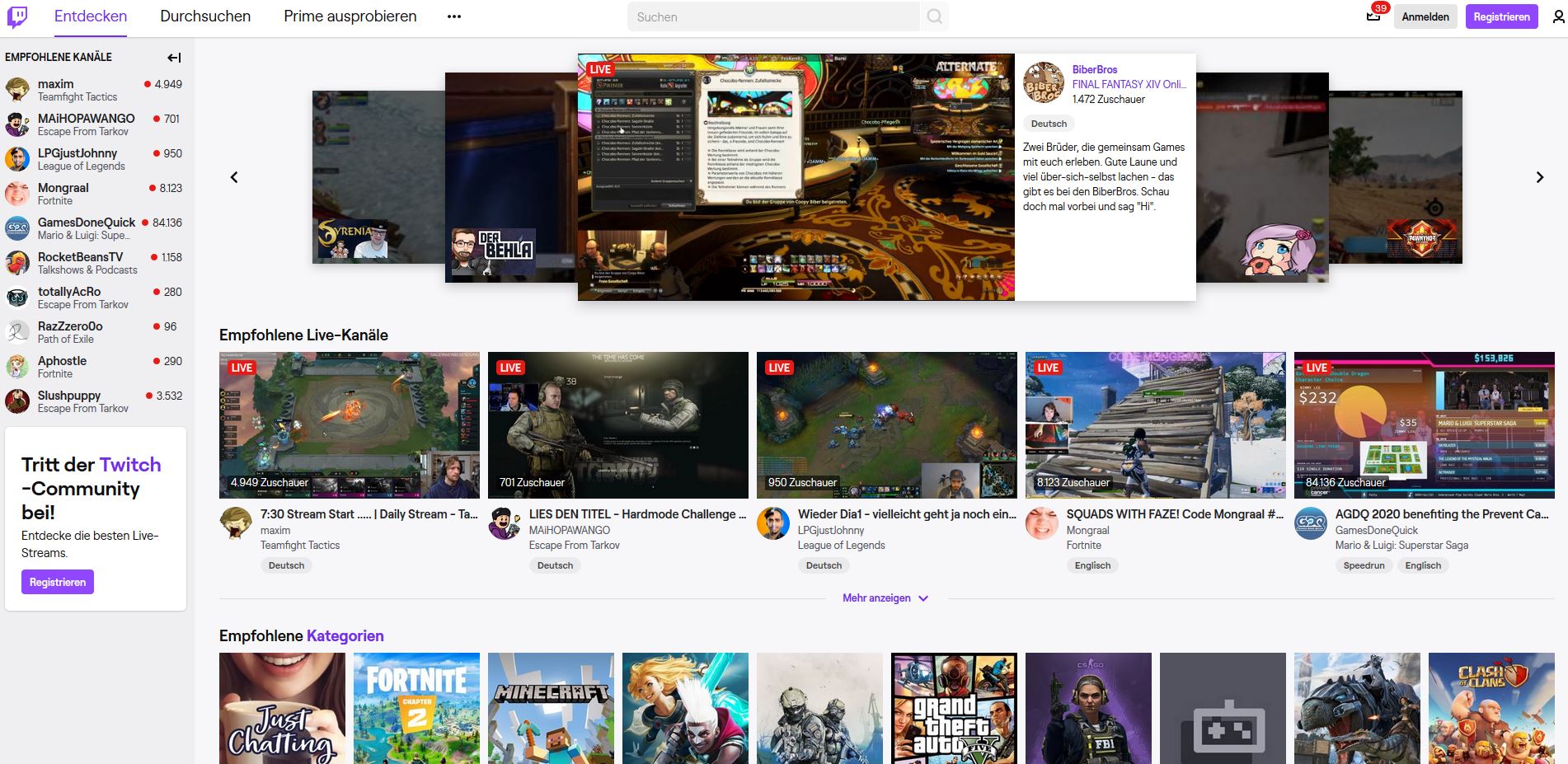 Screenshot Twitch.tv (06.01.2020)