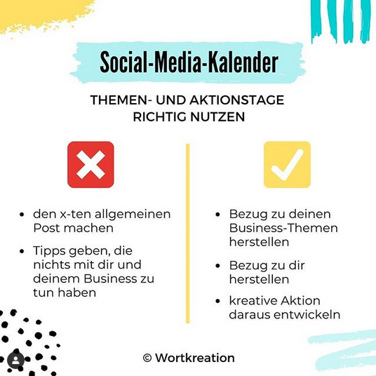 Instagram Post von Heike (@workreation) Do's & Dont's Social Media Kalender