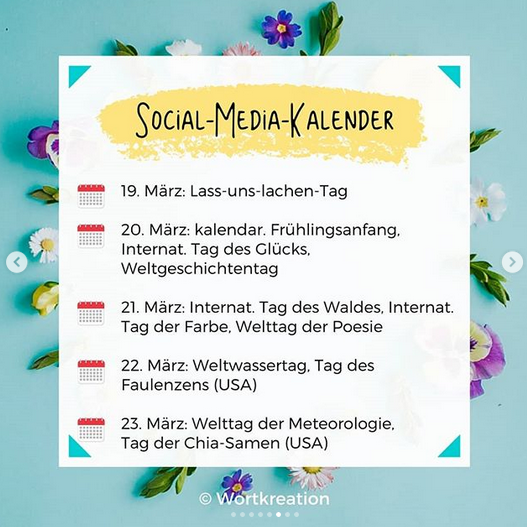 Instagram Post von Heike (@wortkreation) Social Media Kalender März