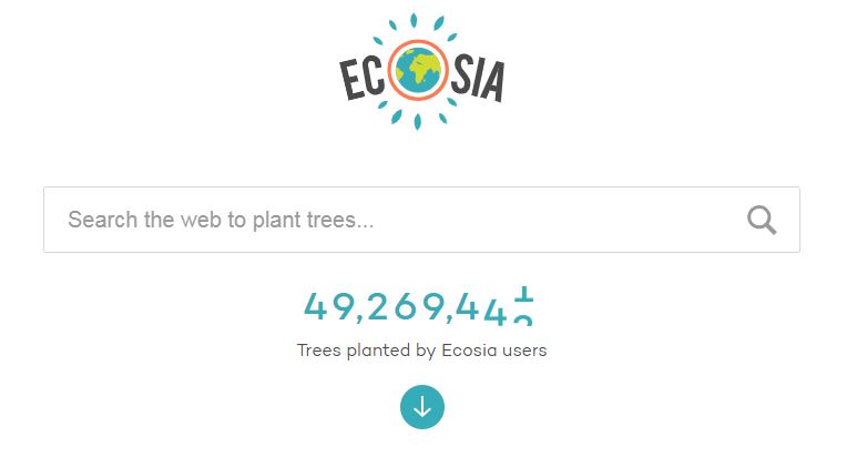 Alternative search engine Ecosia search mask