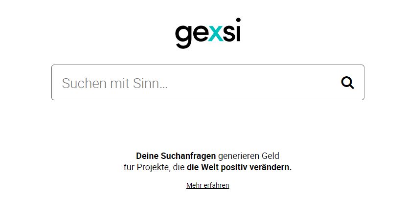 Alternative Suchmaschine Gexsi.com Suchmaske