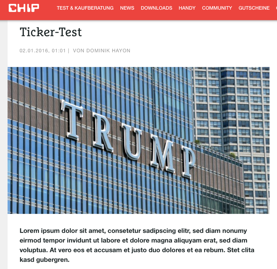 lorem ipsum Text auf Chip.de