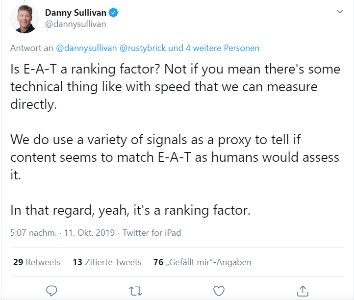 Danny Sullivan about E-A-T