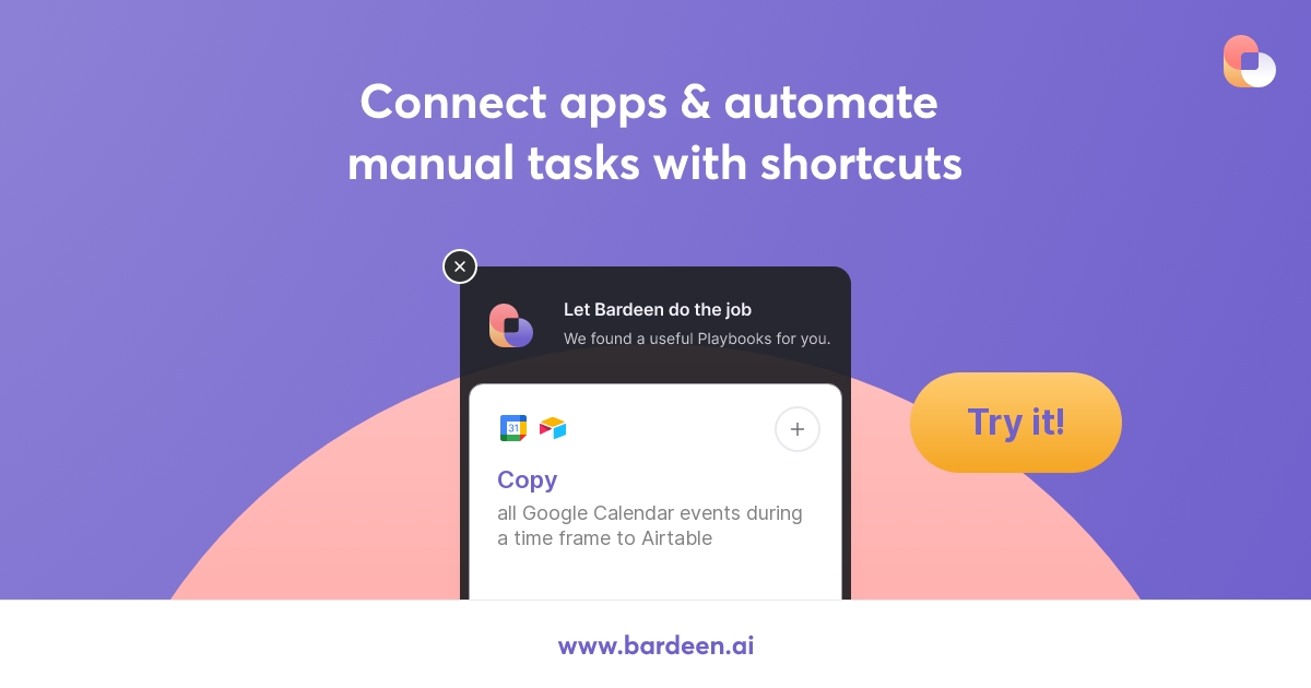 Copy all Google Calendar events during a time frame to Airtable | Bardeen