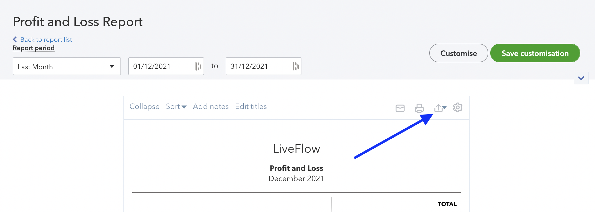 QuickBooks export to Excel