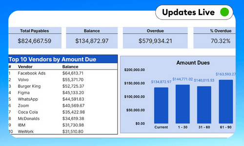 Consolidated A/P Dashboard Template - Google Sheets & Excel