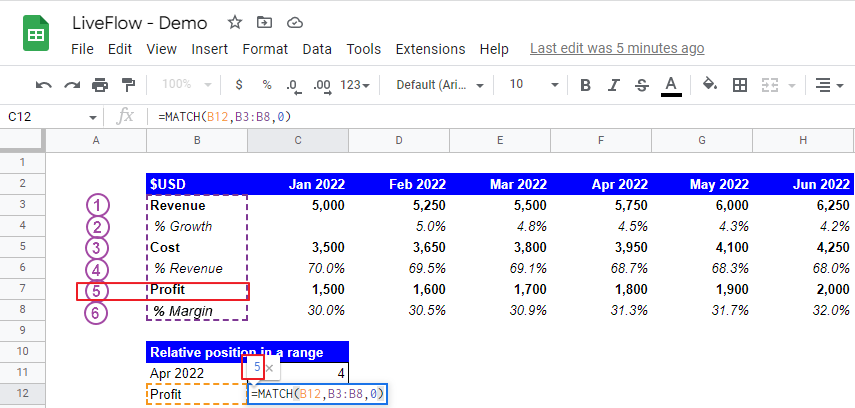 How To Use MATCH Function In Google Sheets LiveFlow