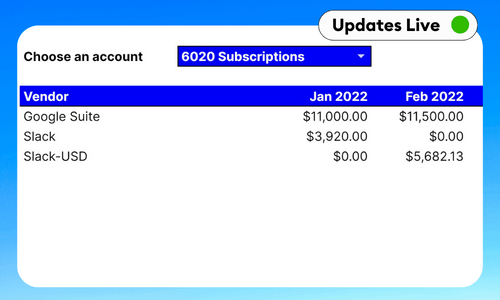 Vendor Dashboard by Account Template for Excel & Google Sheets